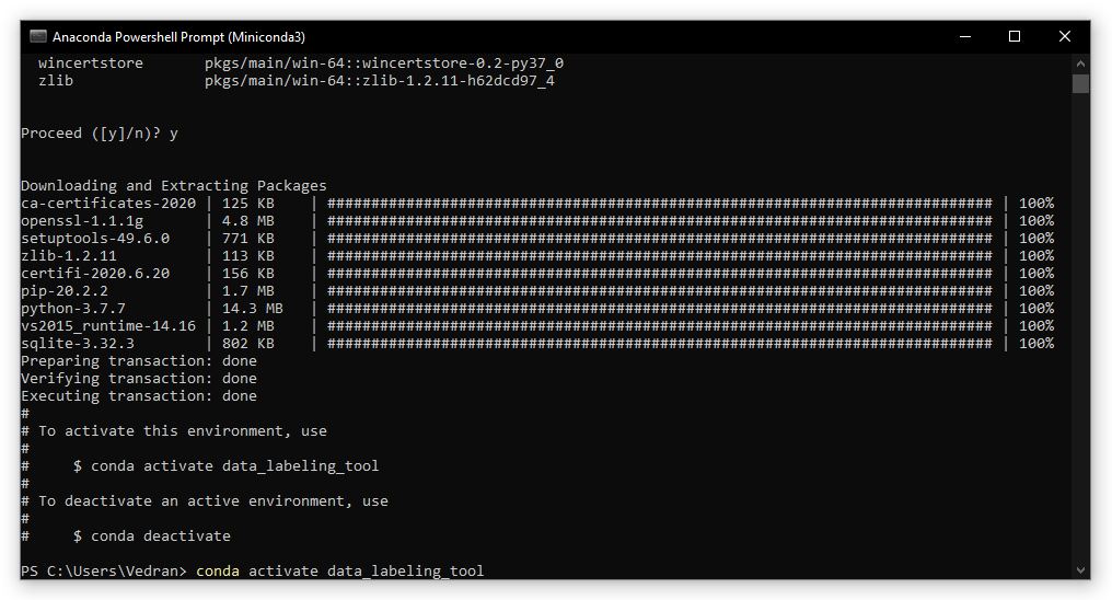 activate a conda python environment using the conda activate command