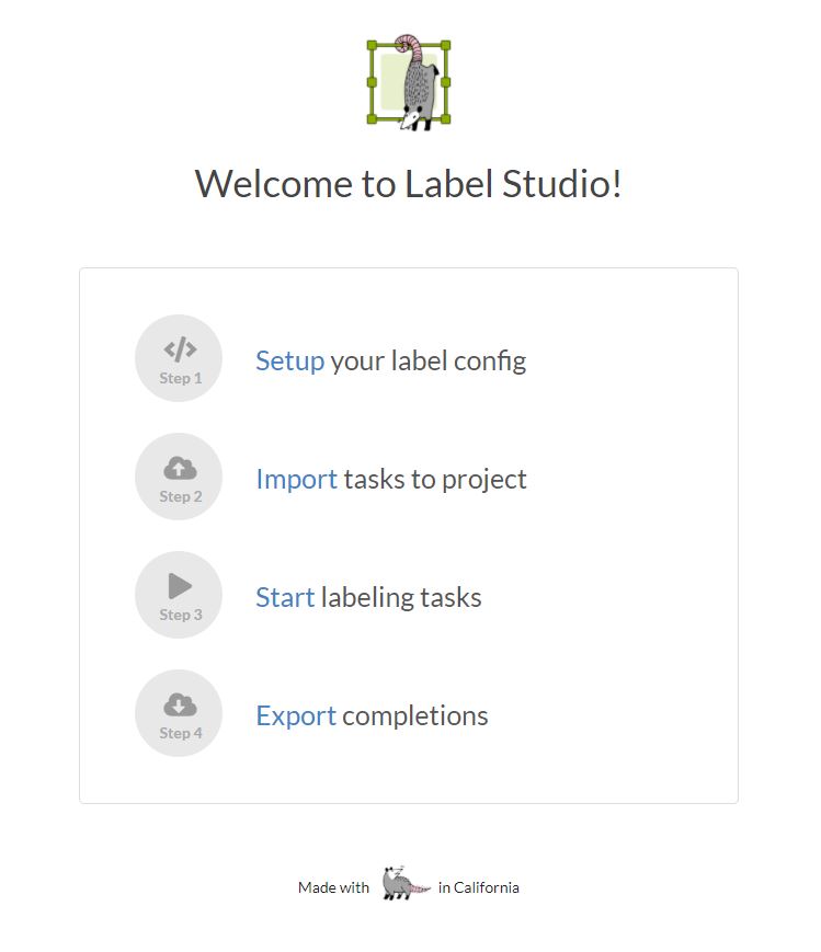 start configuring the labeling project from the welcome screen