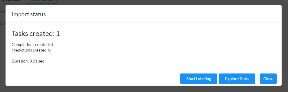 after completing the data import start the labeling process